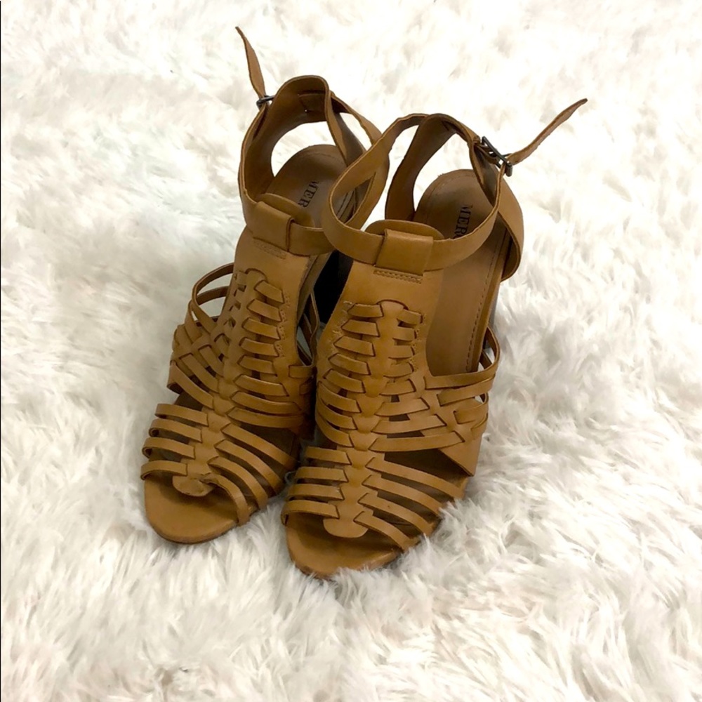 Tan strappy heels